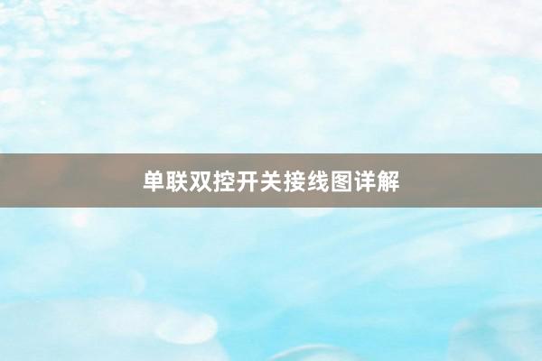 单联双控开关接线图详解